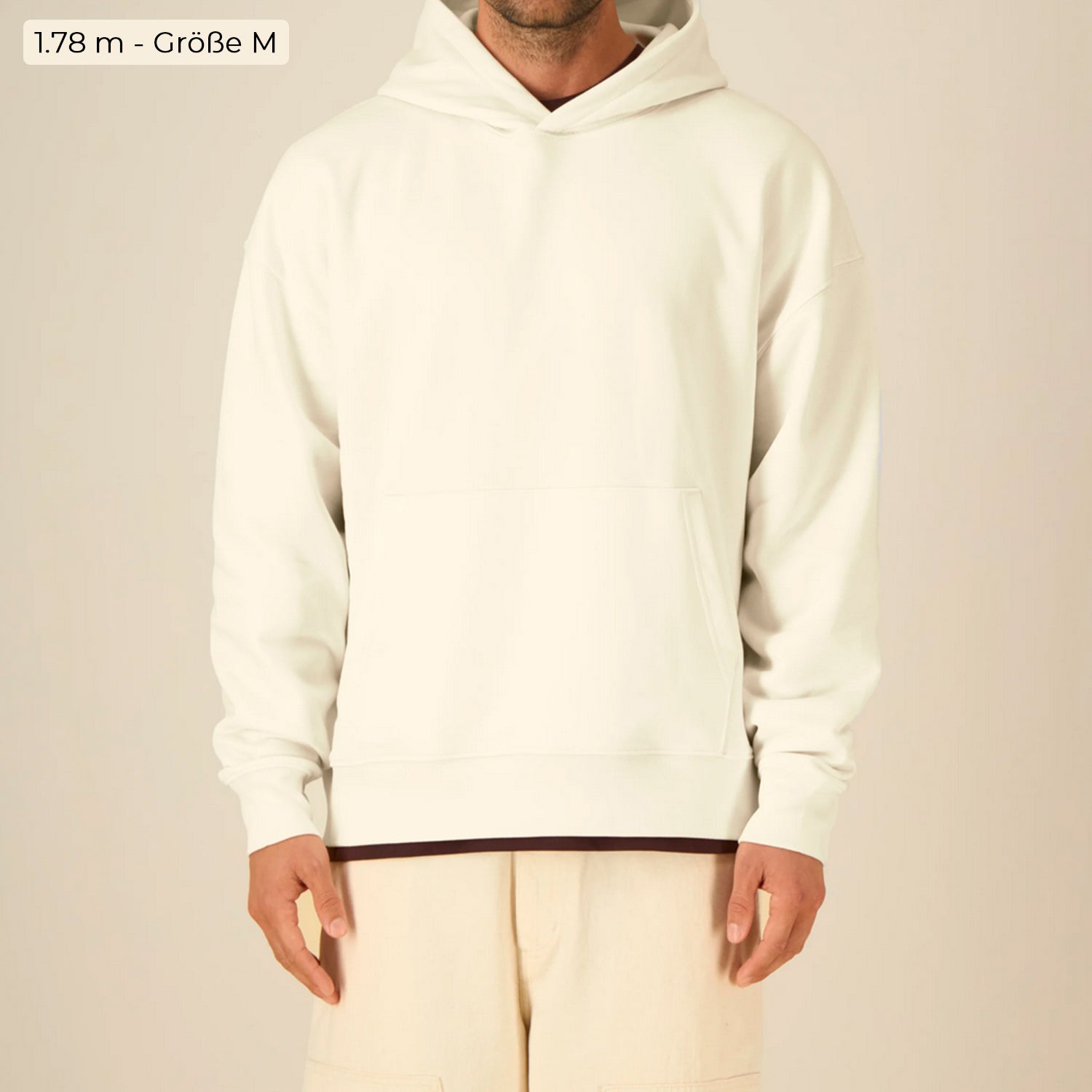 Basic Relaxed Fit Hoodie Cream