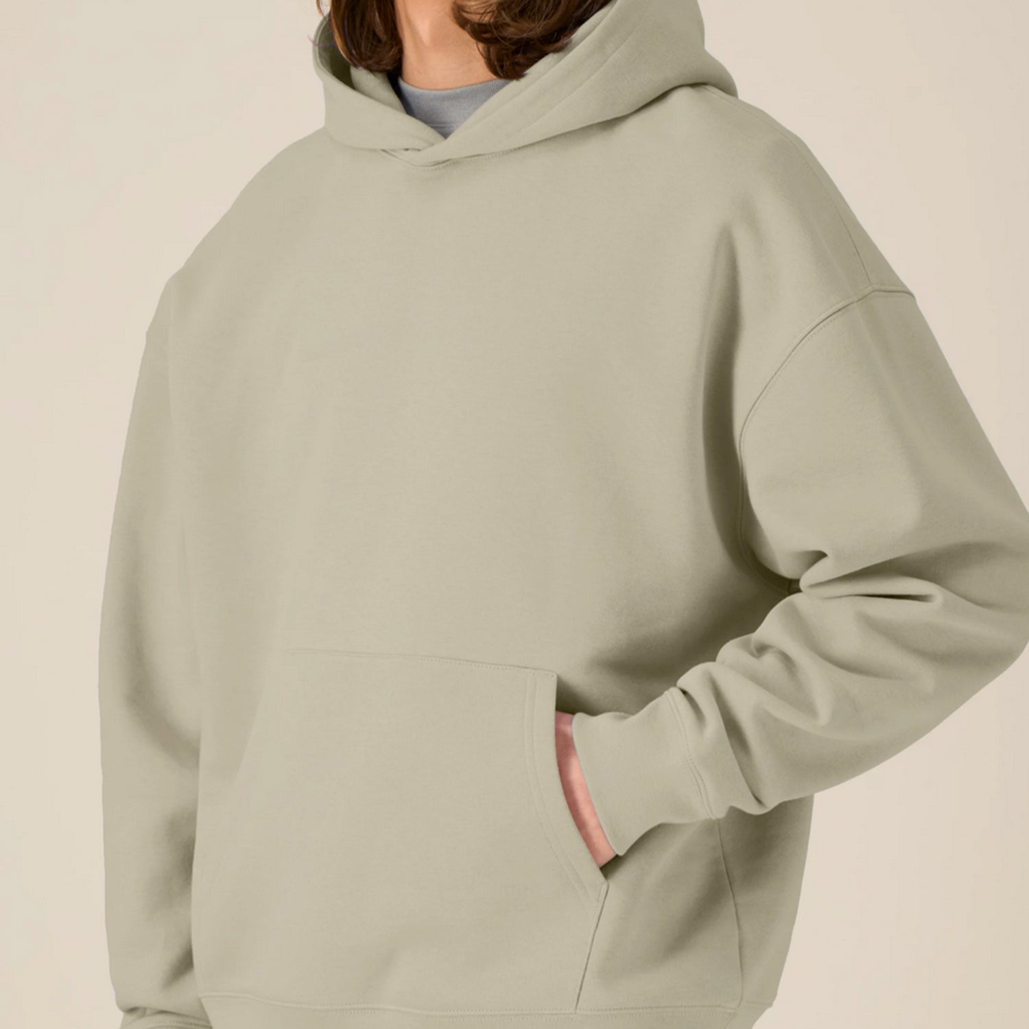 Basic Relaxed Fit Hoodie Stone