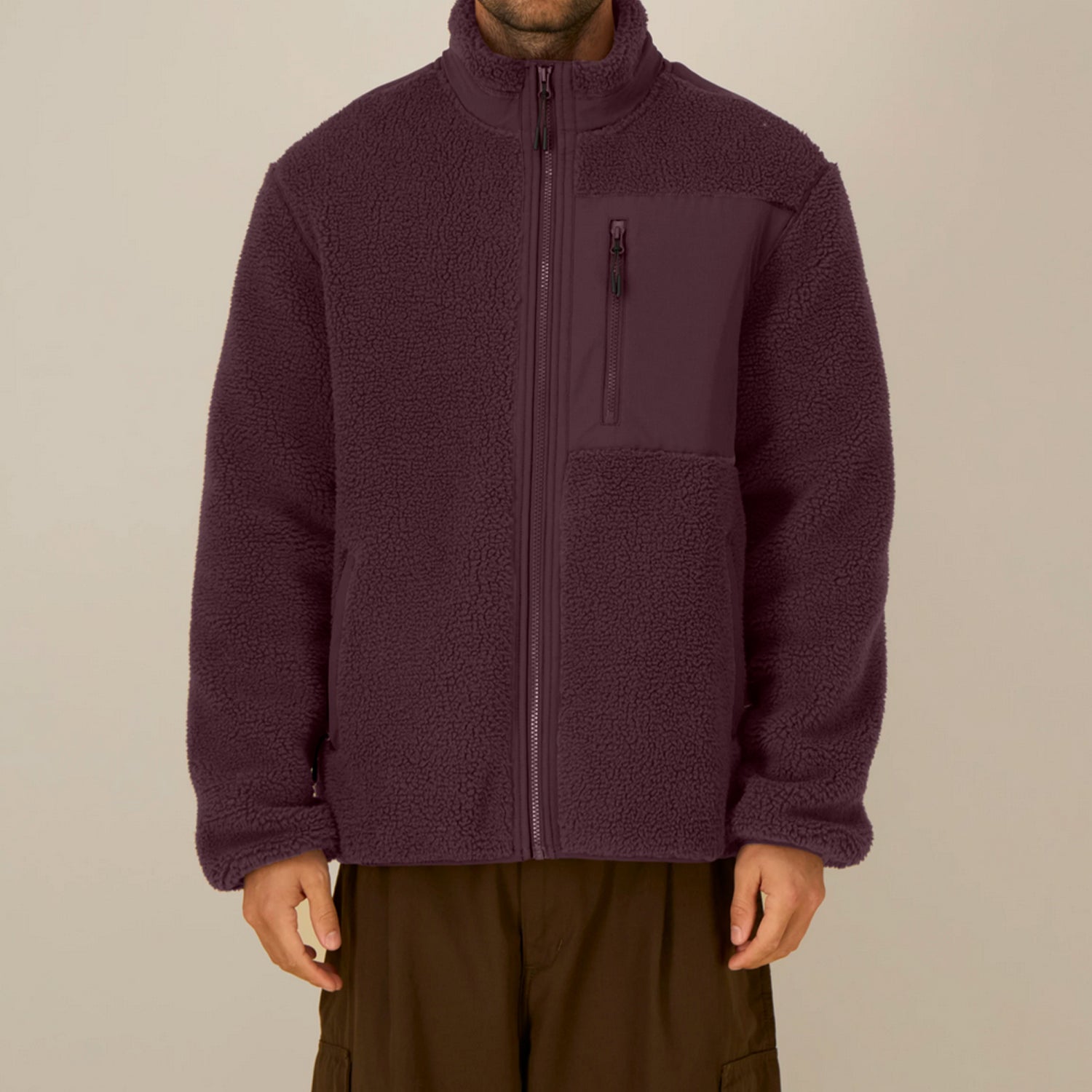 Basic Sherpa Jacke Red Brown