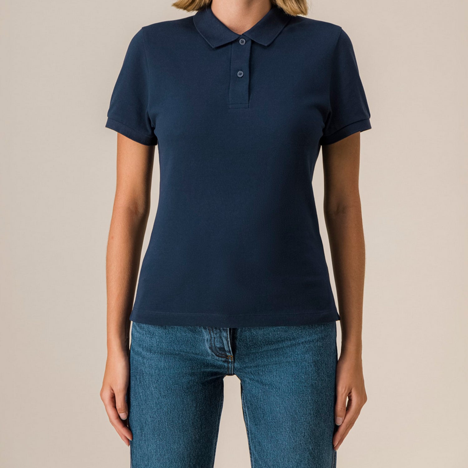 Basic Mid-Light Polo Women Navy