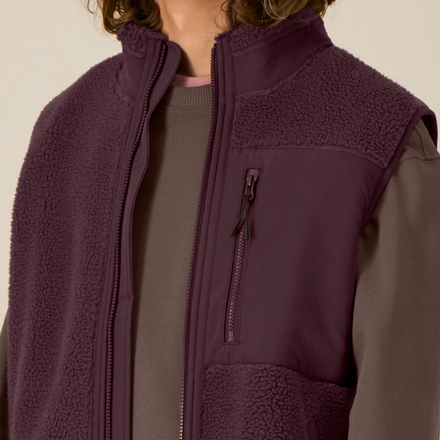 Basic Sherpa Weste Red Brown