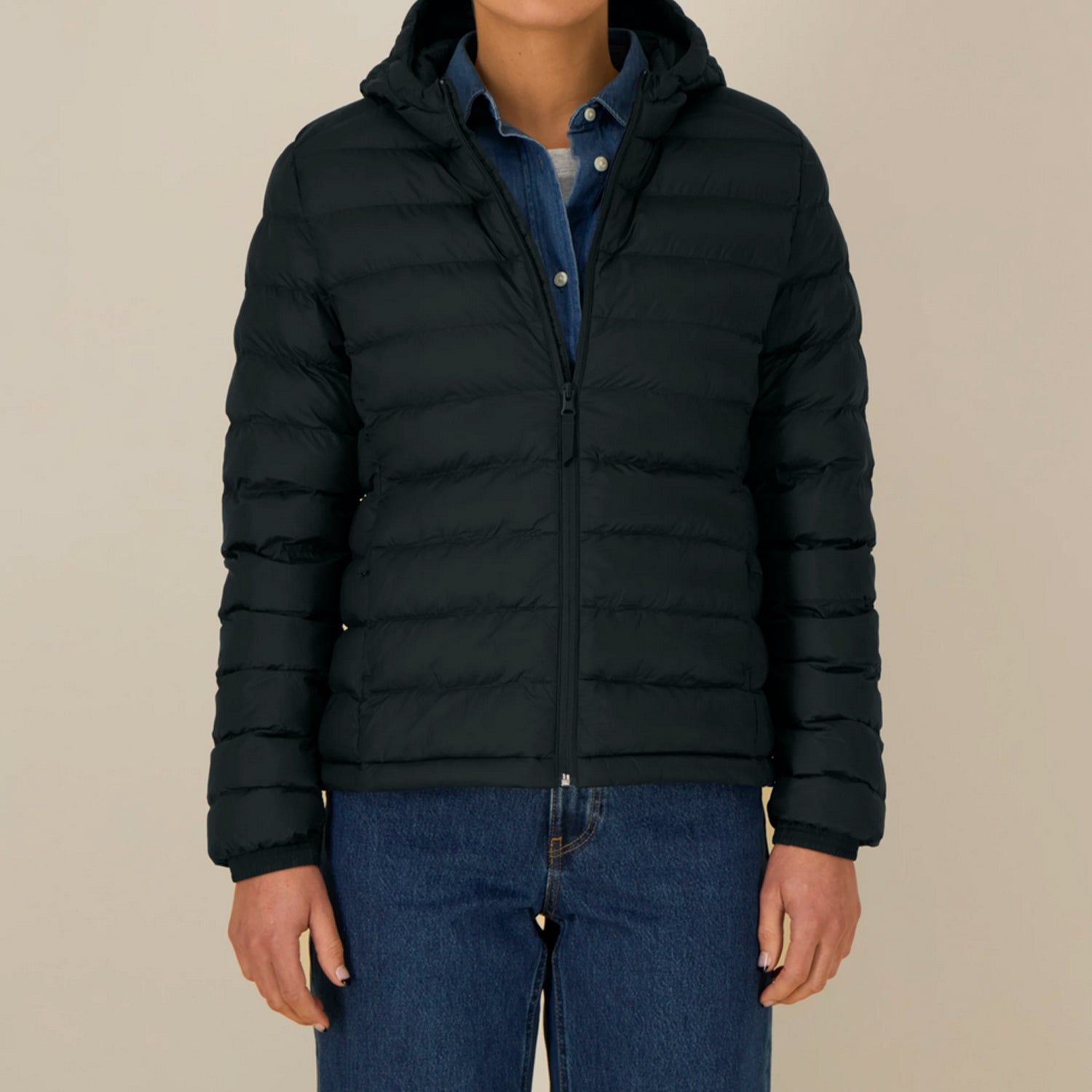 Basic Steppjacke Damen Schwarz