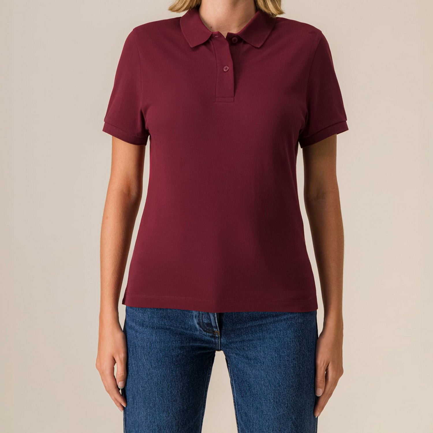 Basic Mid-Light Polo Women Burgund